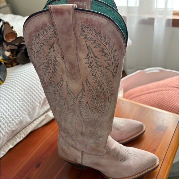 Corral Pink and Brown Heeled Boots - Picture 1 of 3